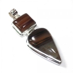 925 sterling silver mixed color chalcedony two stone pendants